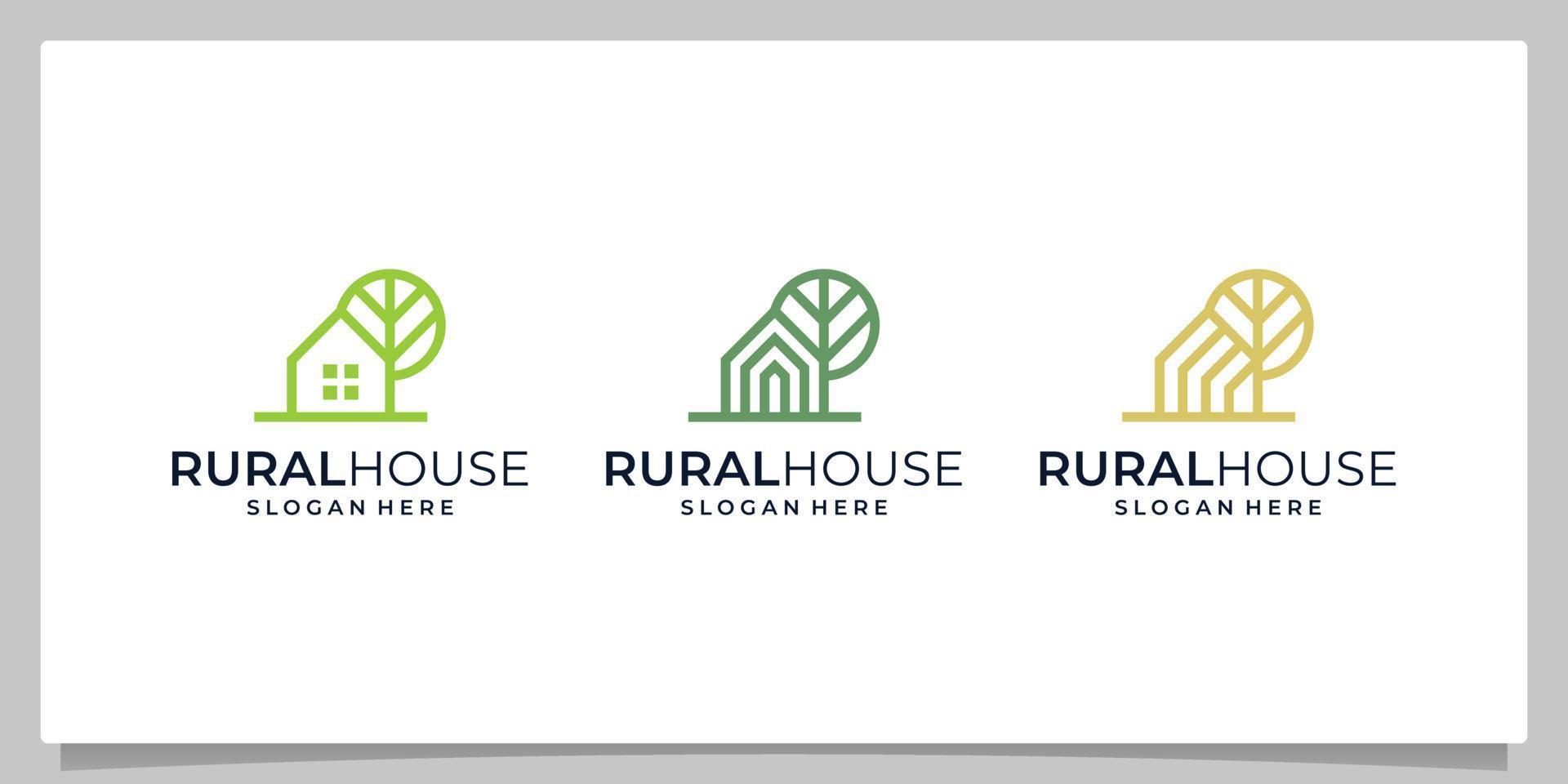 collection of country house logos with flat and abstract models. vector