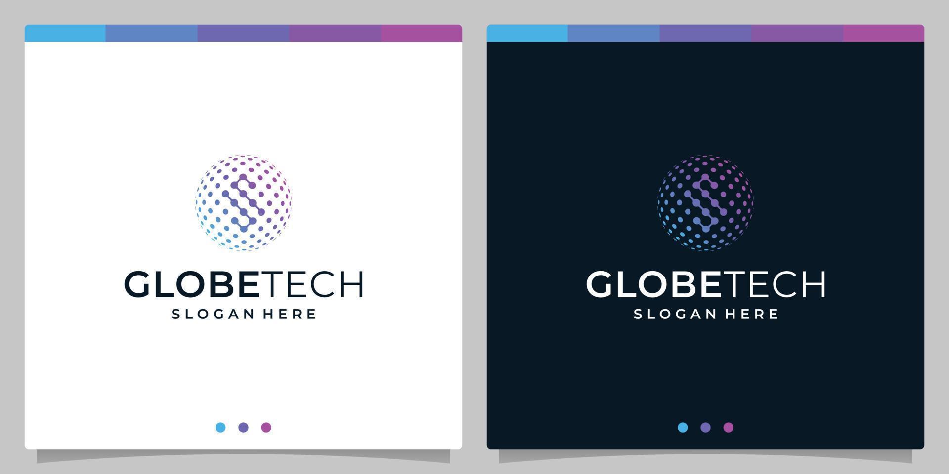 Inspiration logo initial letter S abstract with globe tech style and gradient color. Premium vector