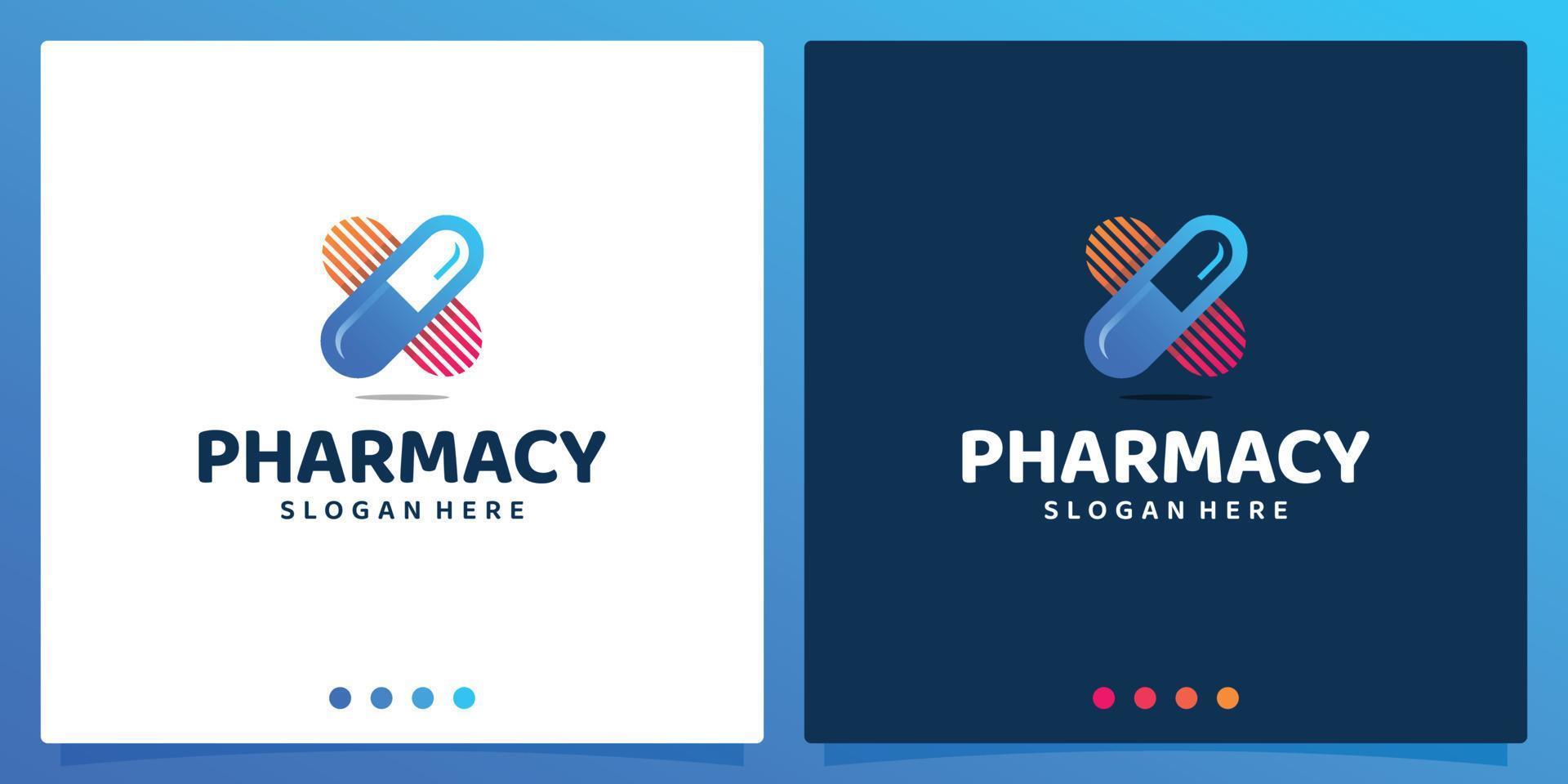 Design inspiration of Simple concept logo drug capsule. Premium Vector