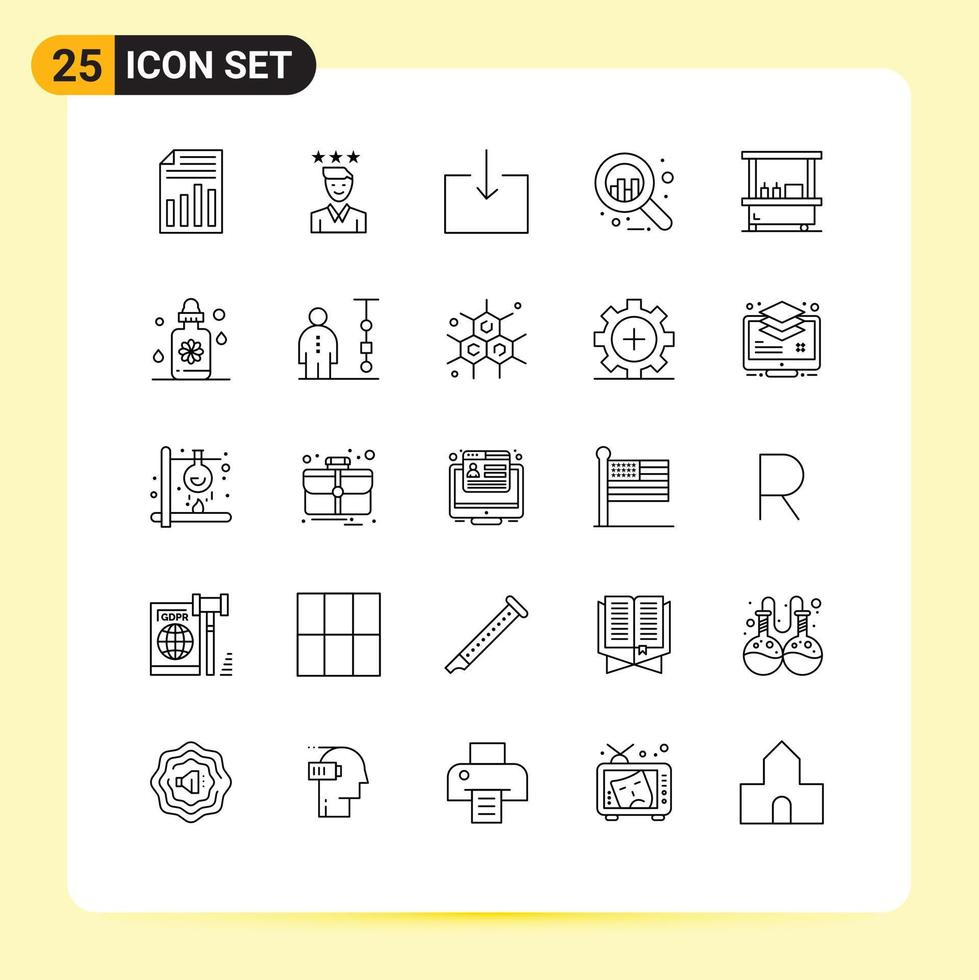Group of 25 Modern Lines Set for food graph job business import Editable Vector Design Elements