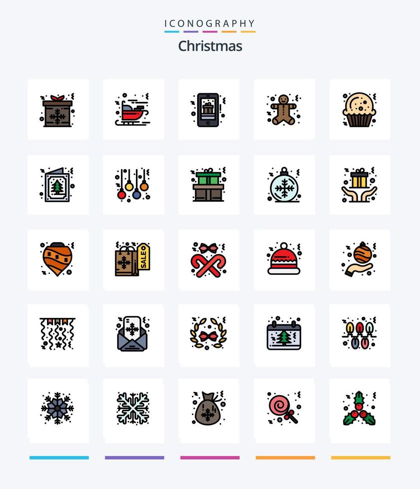 Creative Christmas 25 Line FIlled icon pack  Such As christmas. gingerbread men. christmas. cookie. phone vector