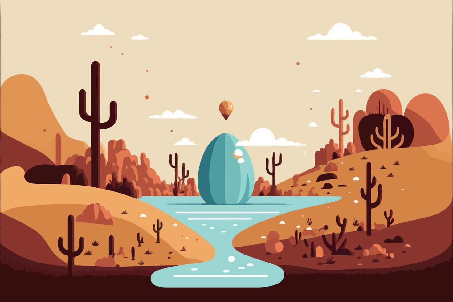 a desert exhibiting scarcity of water resources vector