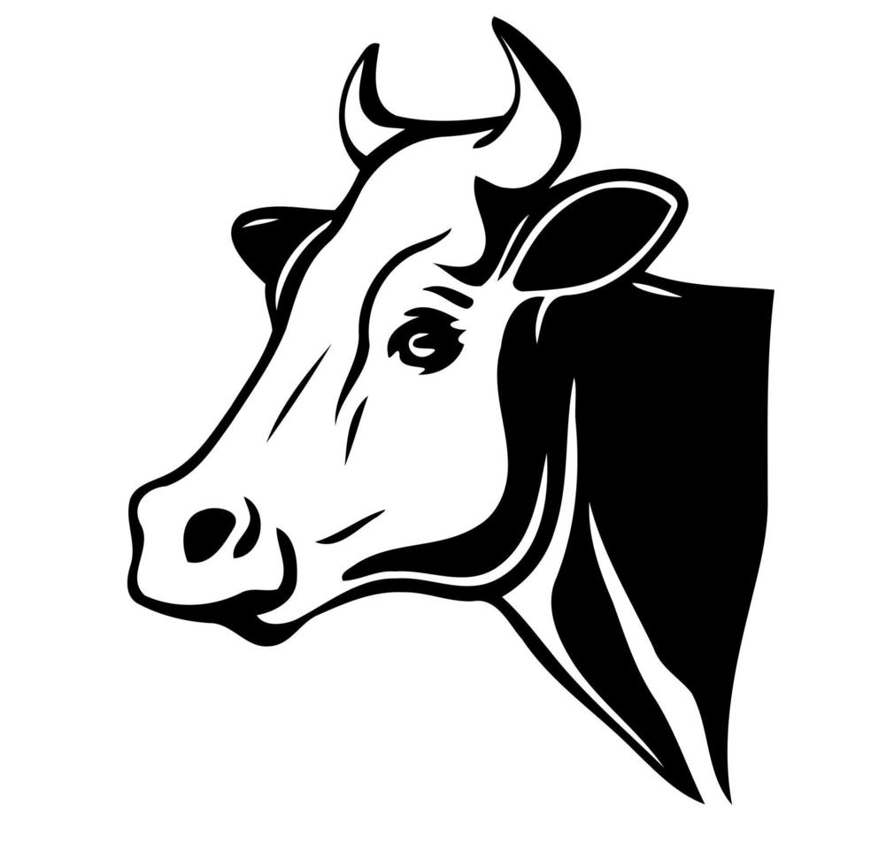 símbolo de estilo lineart minimalista con cabeza de animal de vaca vector