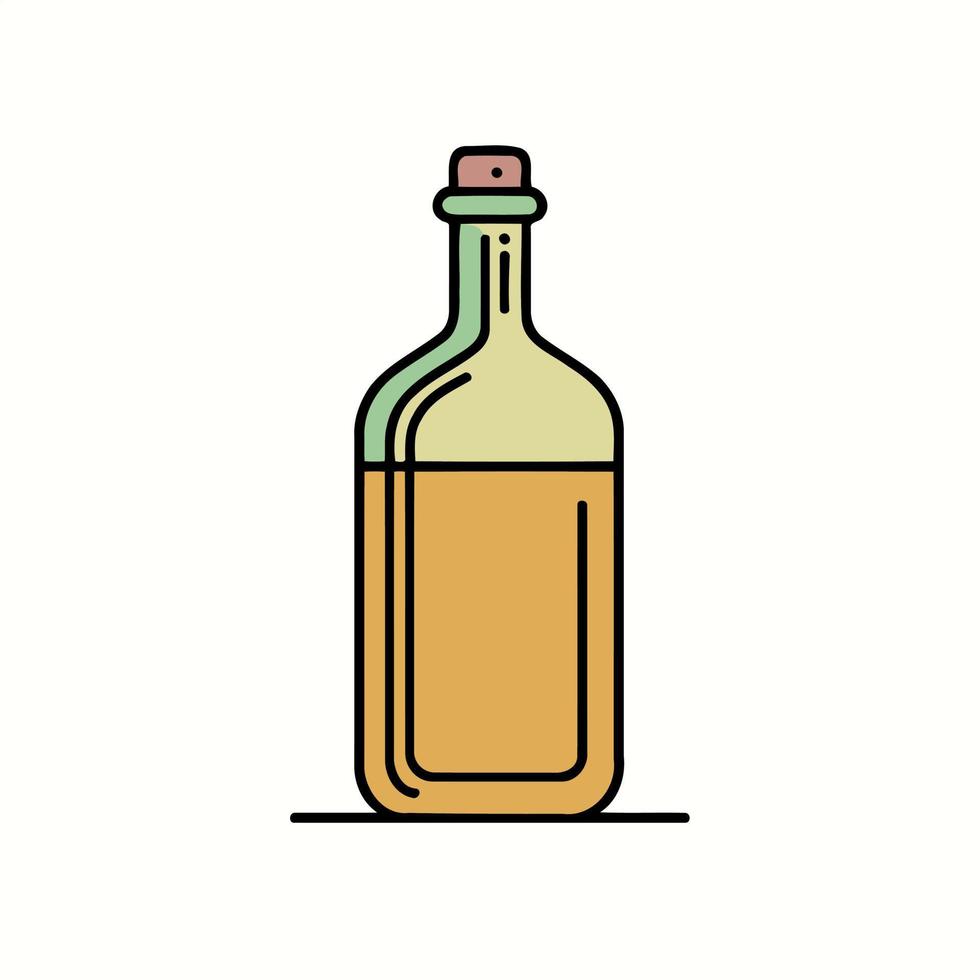 glass bottle with cork and alcoholic drink inside vector