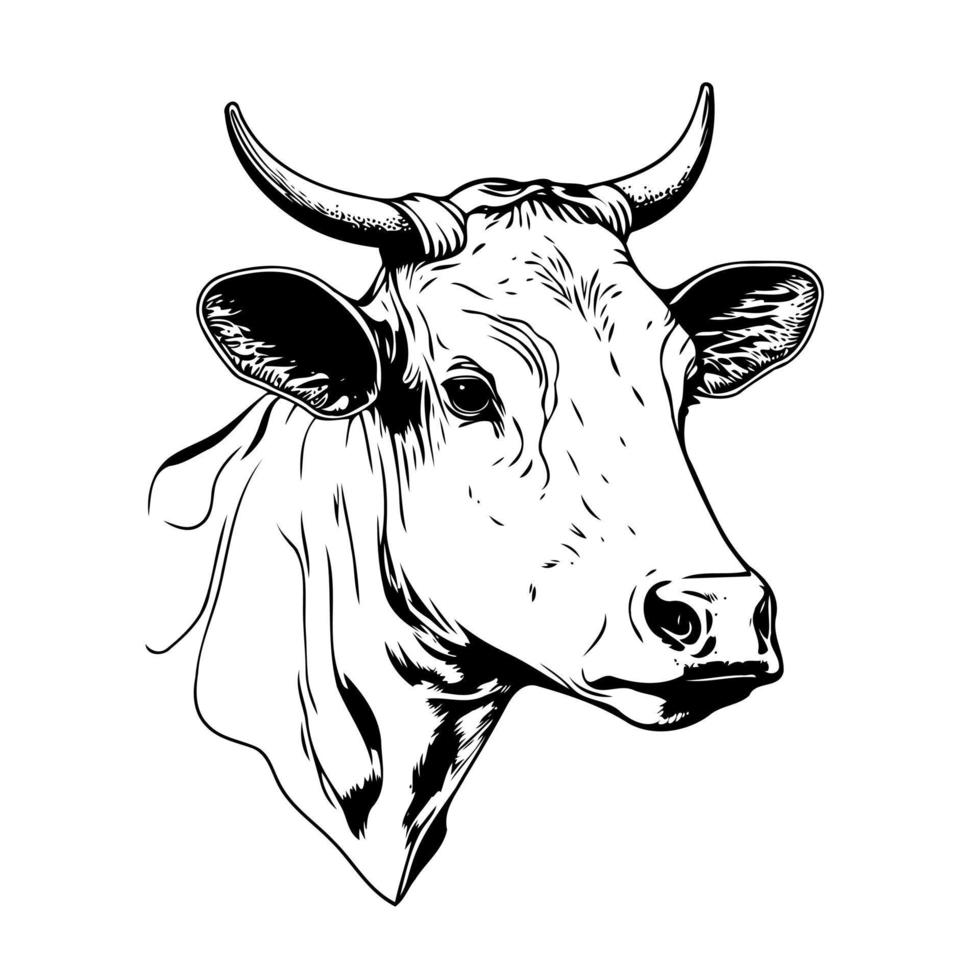 Minimalist lineart style symbol with cow animal head vector