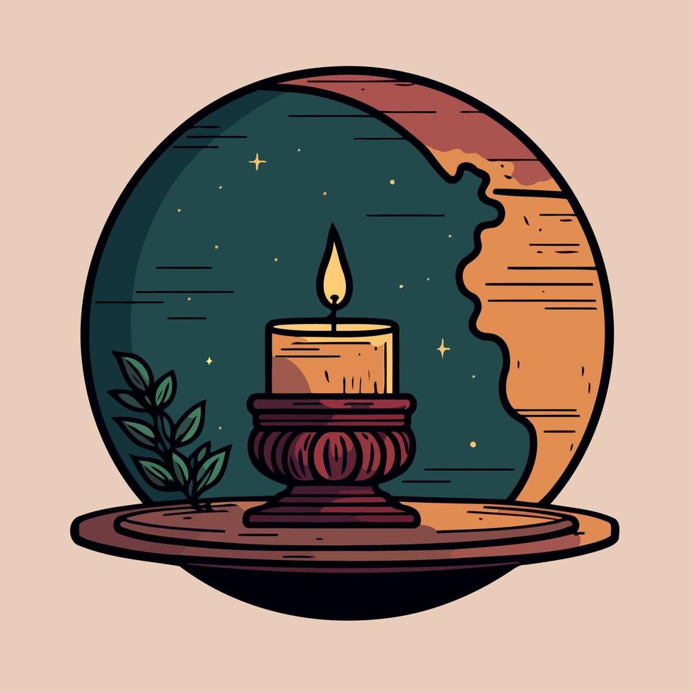 a globe and a lit candle to represent the campaign against climate change called earth hour vector