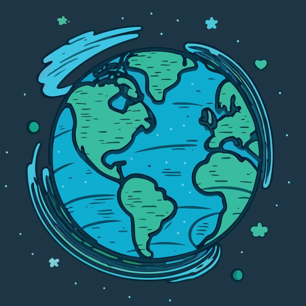 earth globe in space continents and oceans vector