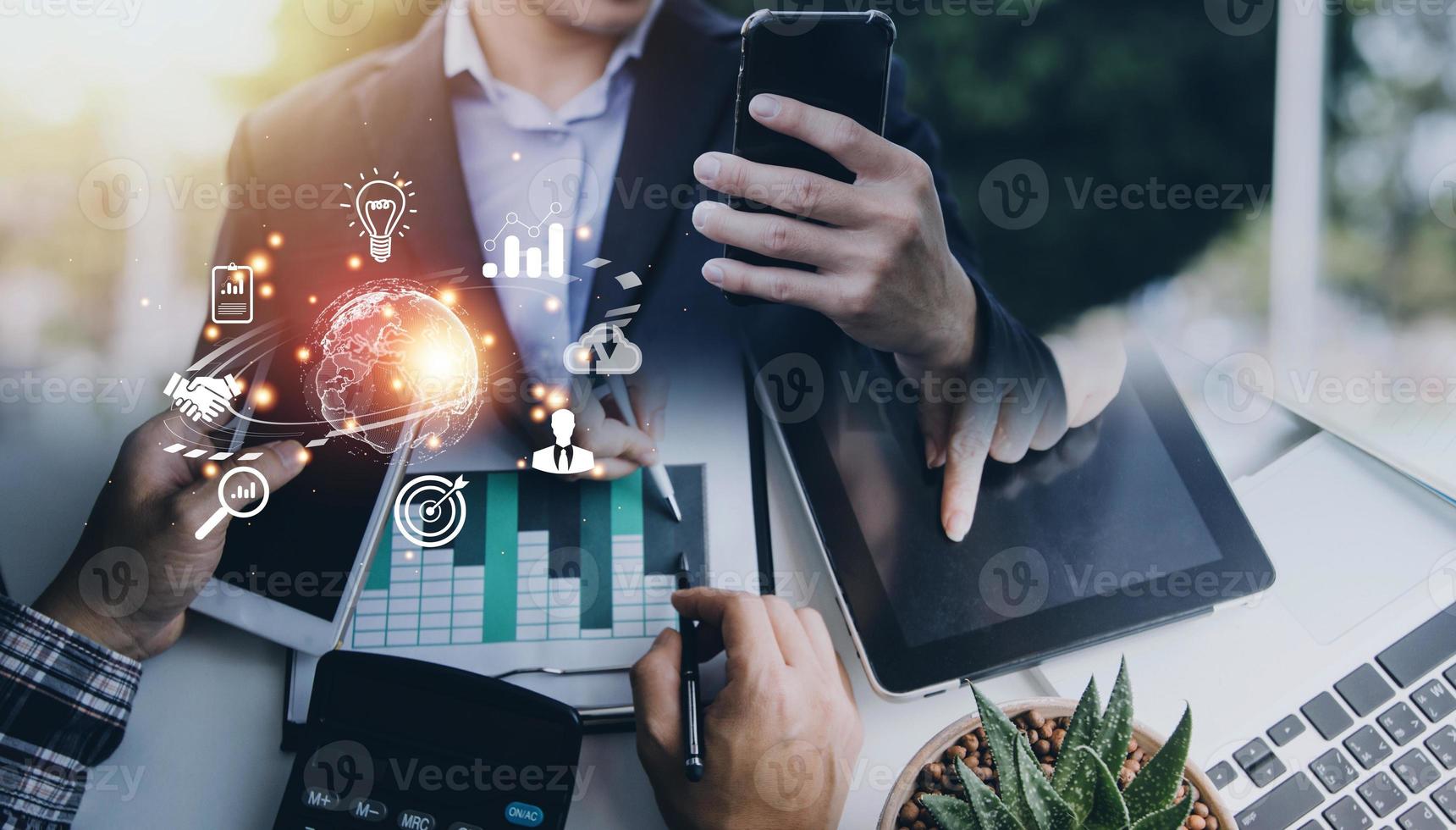 woman Hand holding virtual Global Internet connection metaverse. Business global internet connection application technology and digital marketing, Financial and banking, Digital link tech, big data. photo