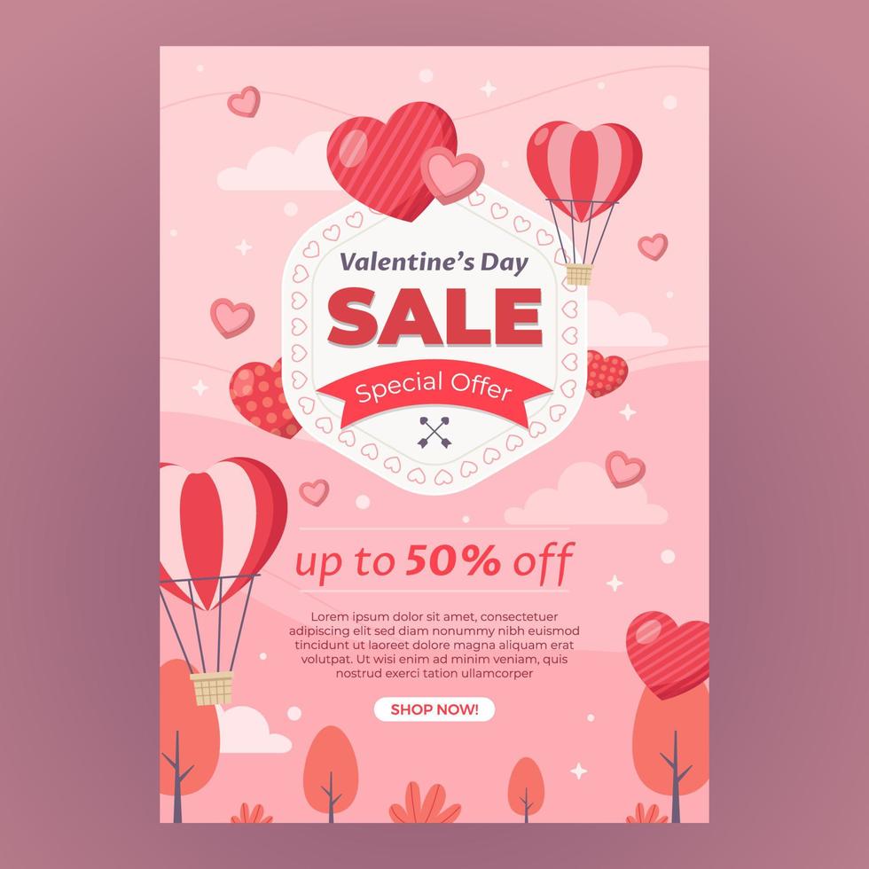 Valentine's Day Sale Poster Concept vector