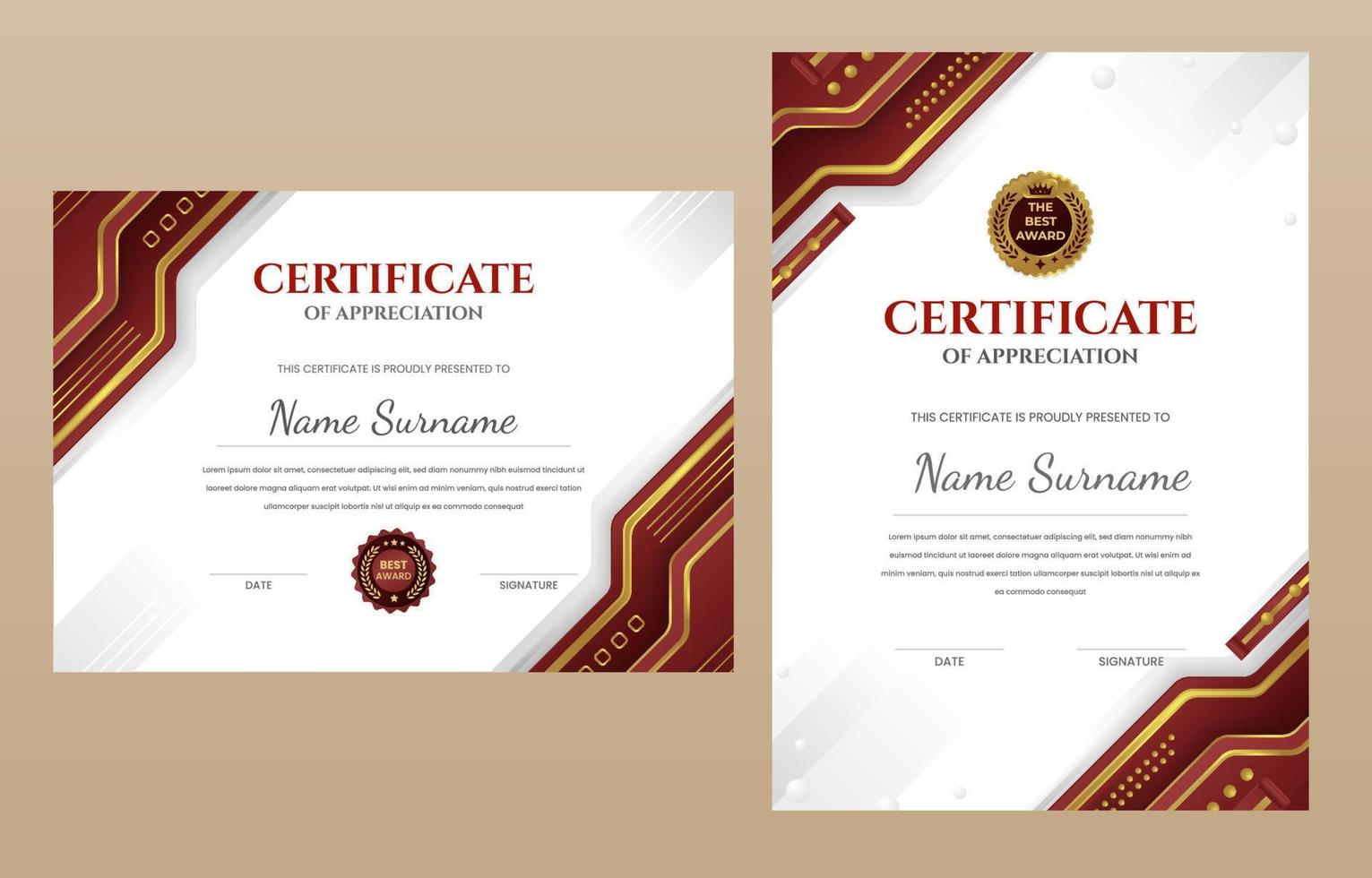 Gradient Modern Certificate Template vector