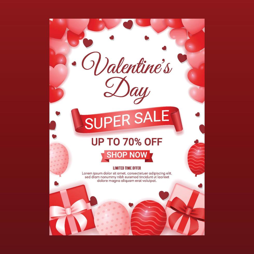 Valentine's Day Sale Poster Template vector