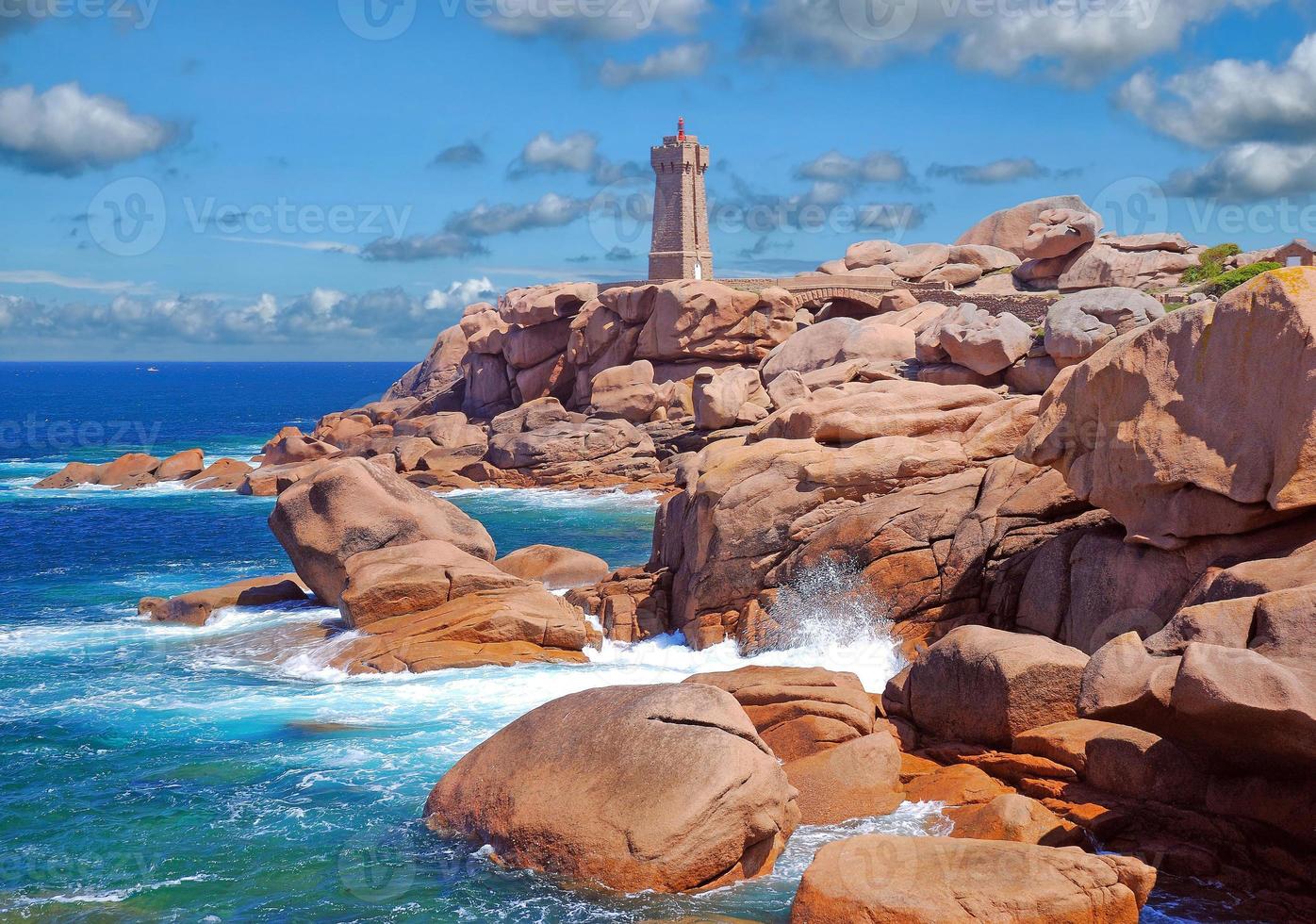 famous Lighthouse in Ploumanch at North Sea in Brittany ,France photo