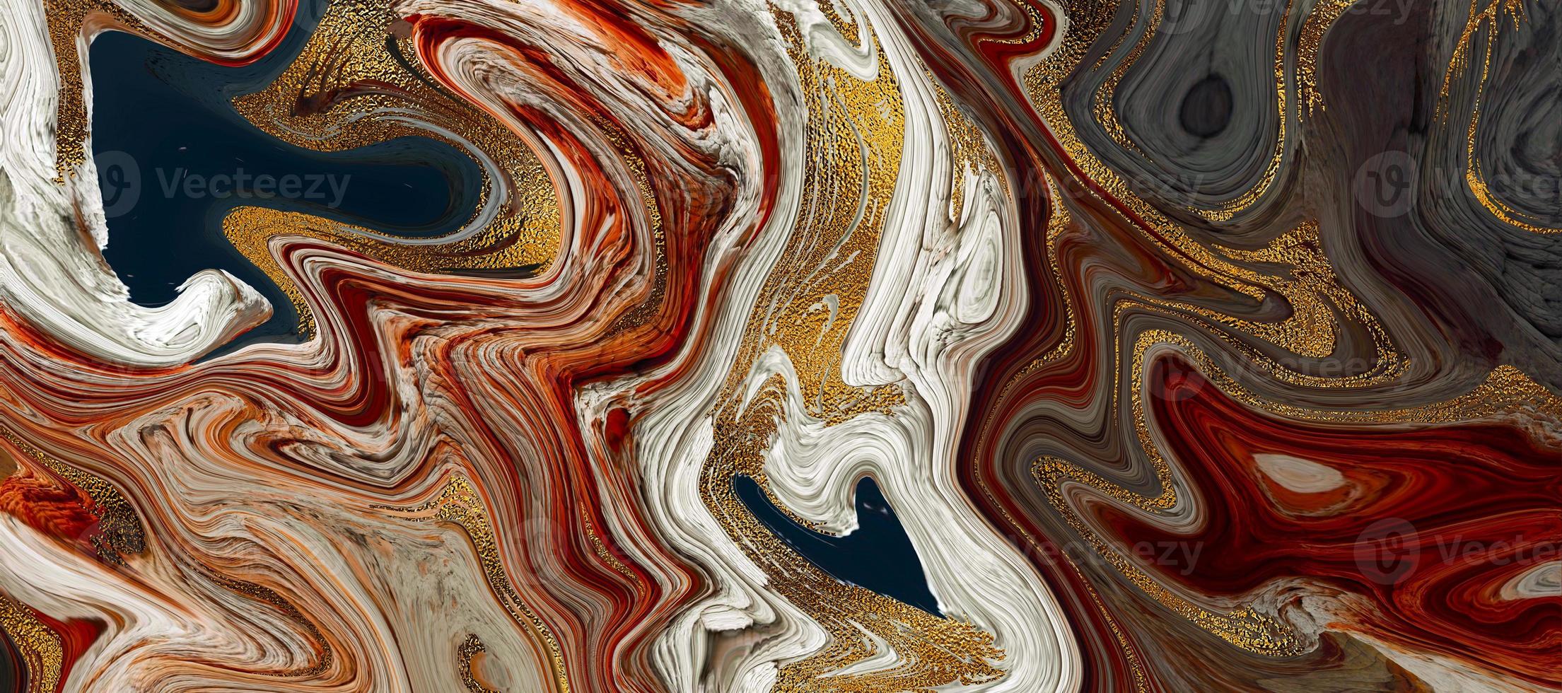 Marble pattern background material with luxurious atmosphere of red, blue, white and gold colors. Marble fluid art backdrop. Lava abstract texture photo
