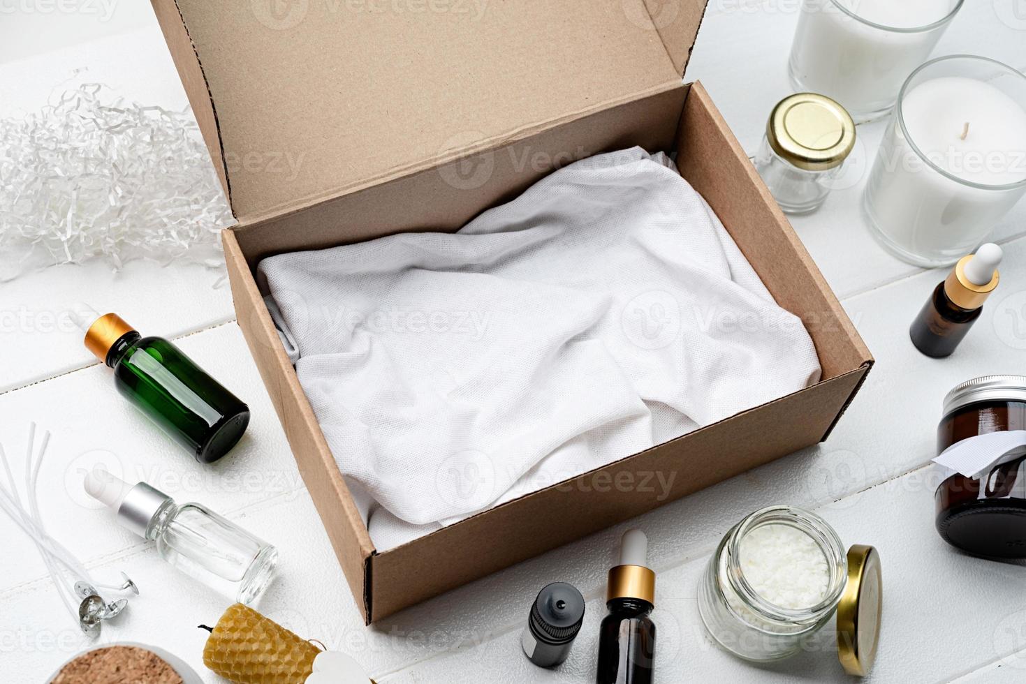 Candle DIY gift box with soy wax, candle, tag and essential oil for candle crafting photo