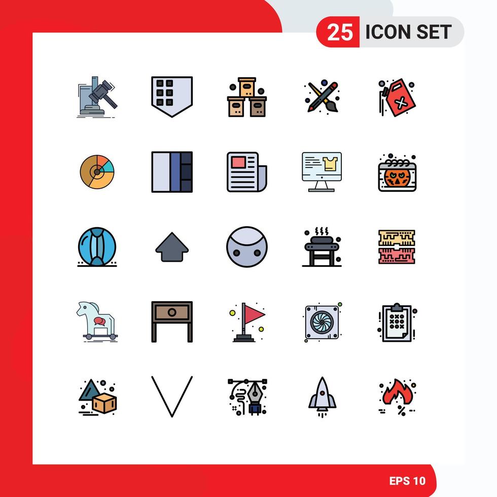 Set of 25 Modern UI Icons Symbols Signs for can tool box paint product Editable Vector Design Elements