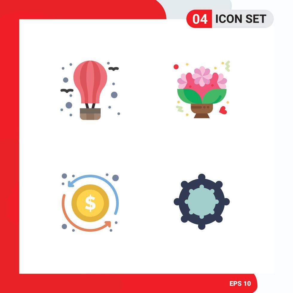 4 Flat Icon concept for Websites Mobile and Apps air roses hot flower dollar Editable Vector Design Elements
