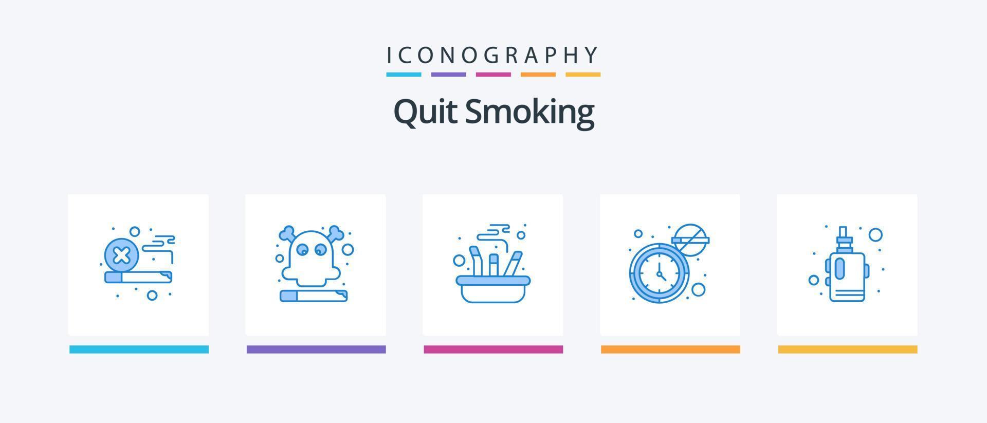 Quit Smoking Blue 5 Icon Pack Including watch. cigarette. dangerous. smoking. out. Creative Icons Design vector