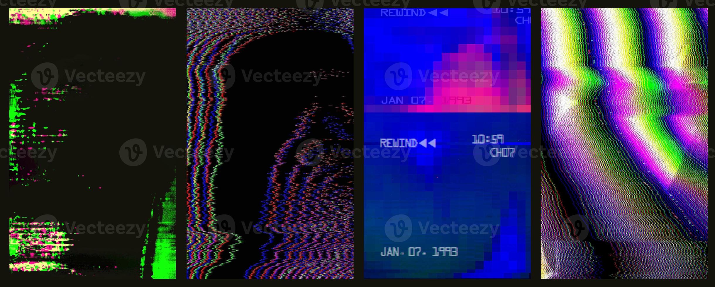 distorted rgb glitch, screen error, retro crt tv, scanlines background texture vector collection photo