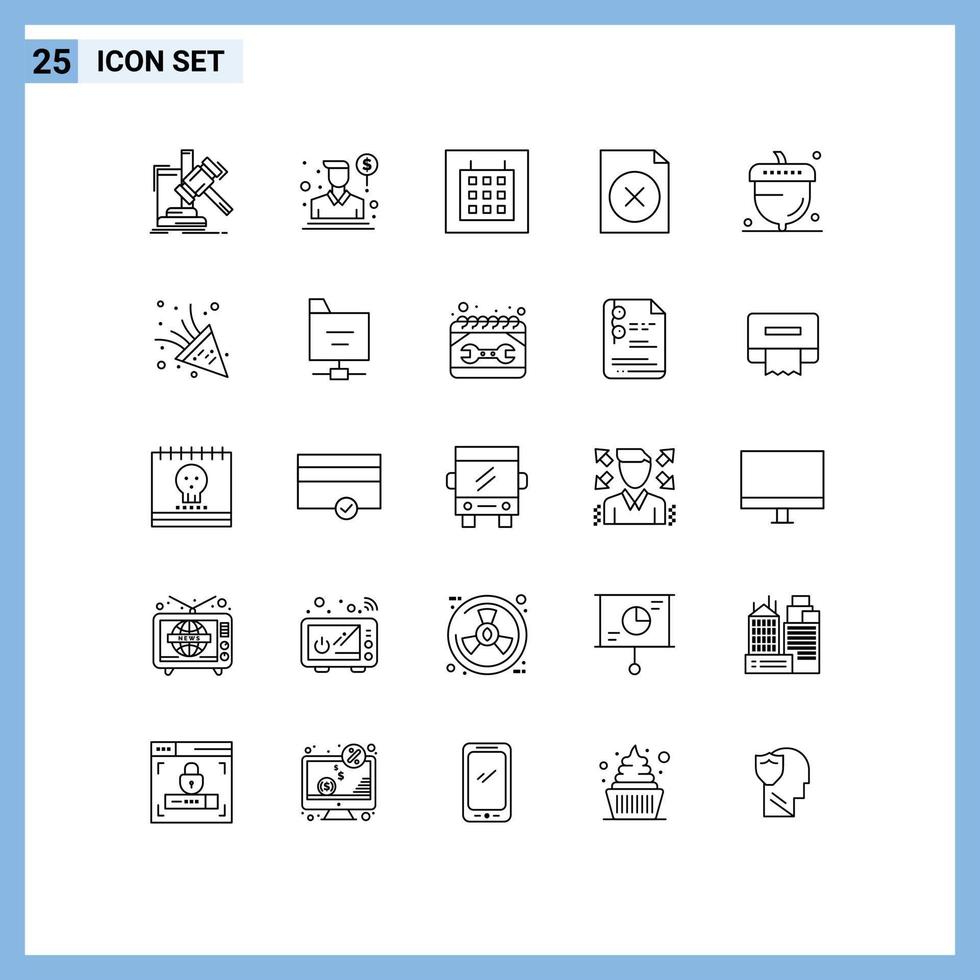 25 Line concept for Websites Mobile and Apps flora acorn salesman file delete Editable Vector Design Elements