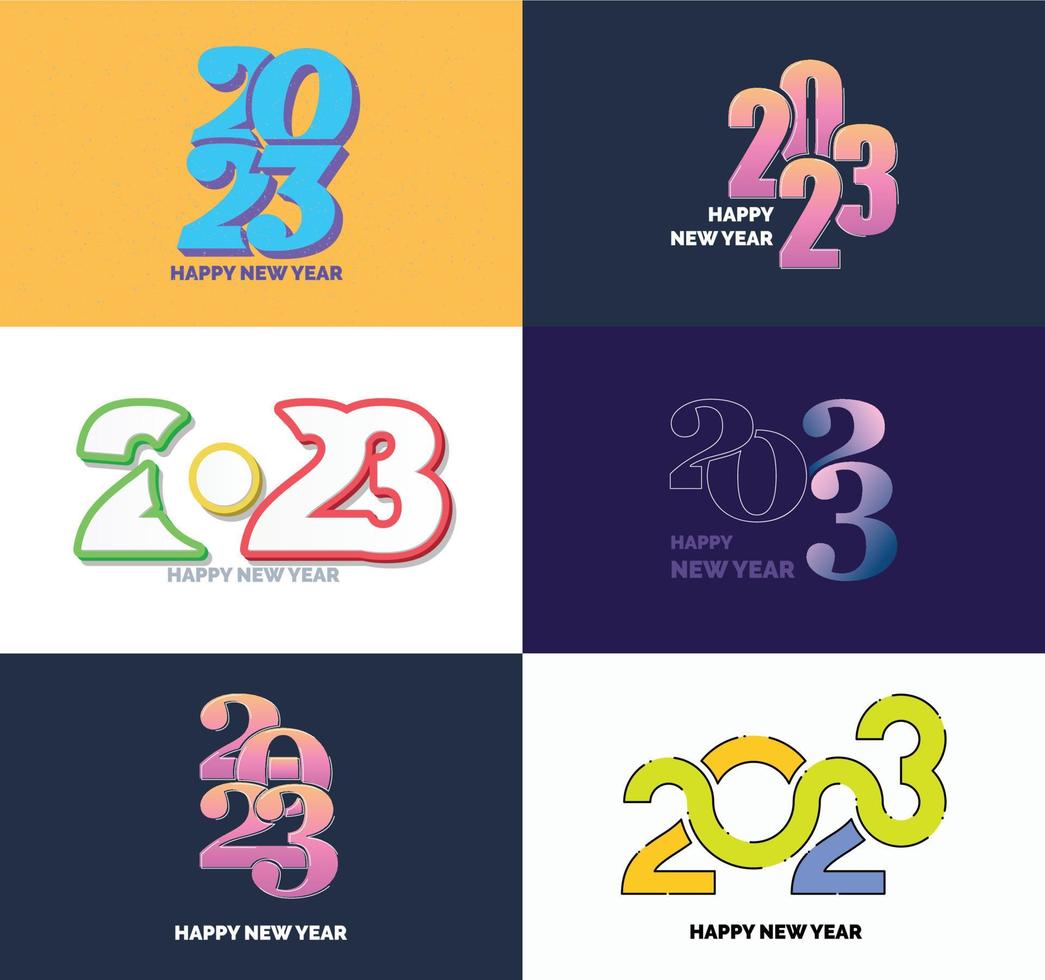 gran conjunto de 2023 feliz año nuevo diseño de texto de logotipo plantilla de diseño de número 2023 vector