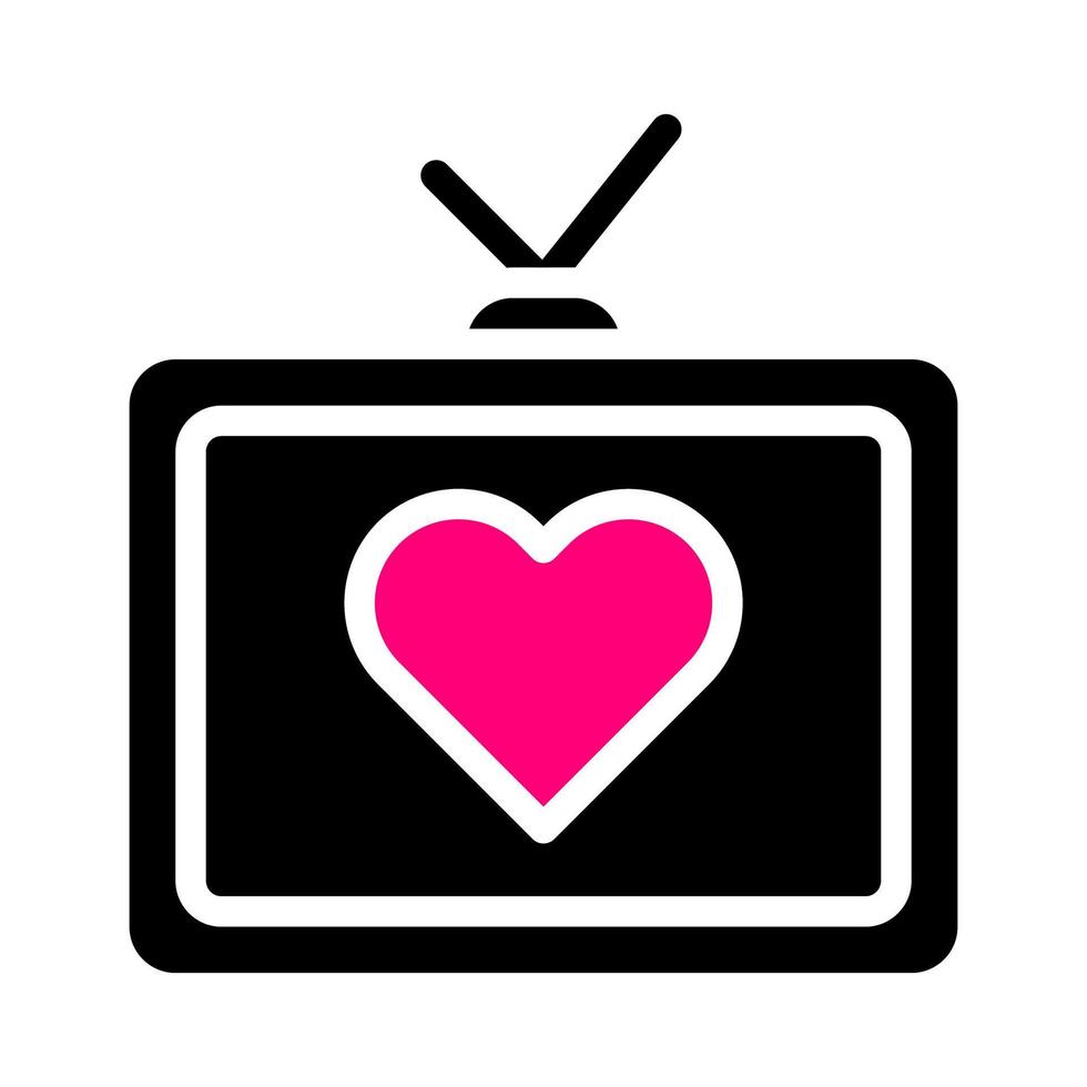 tv icono sólido negro rosa estilo san valentín vector ilustración perfecto.