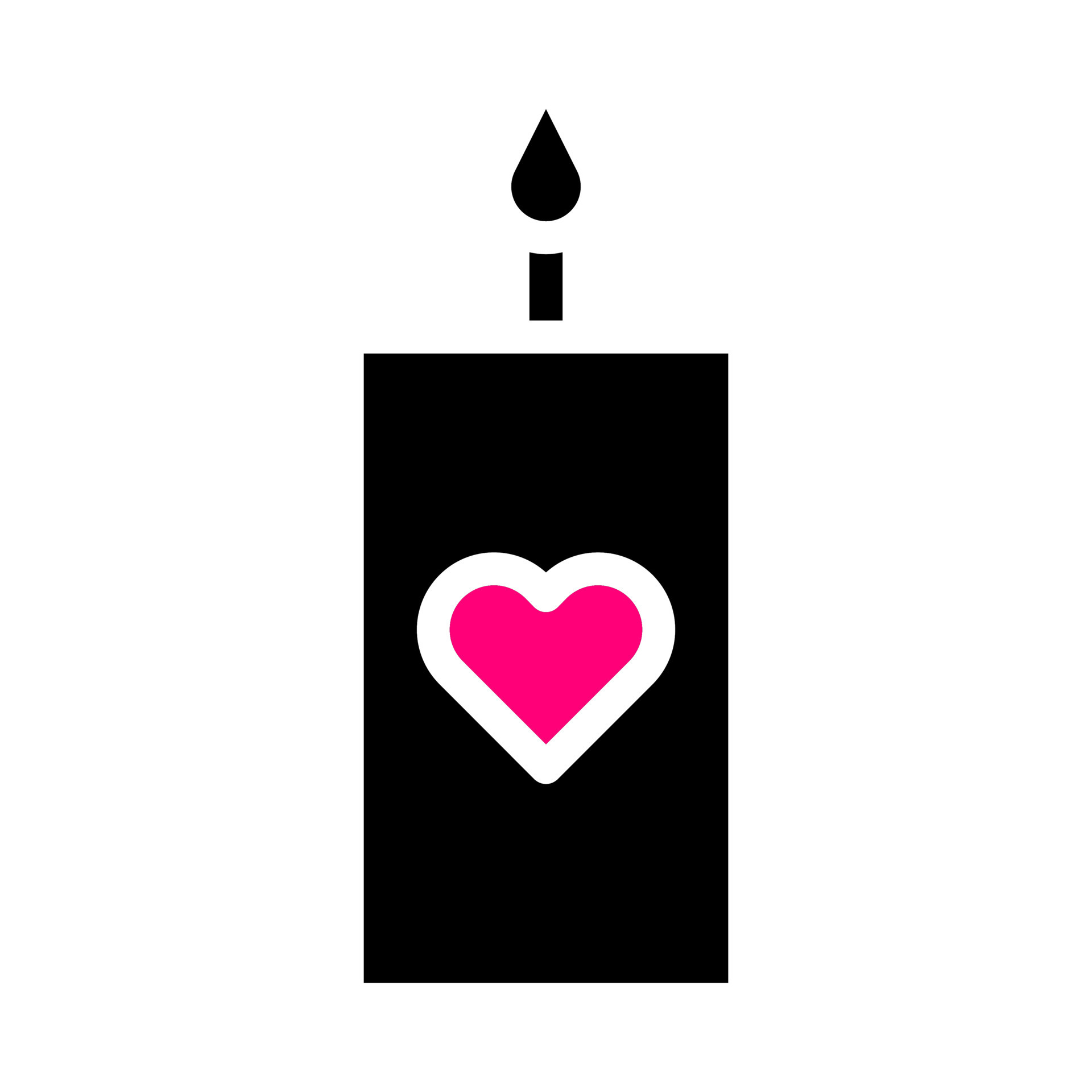 candle icon solid black pink style valentine vector illustration