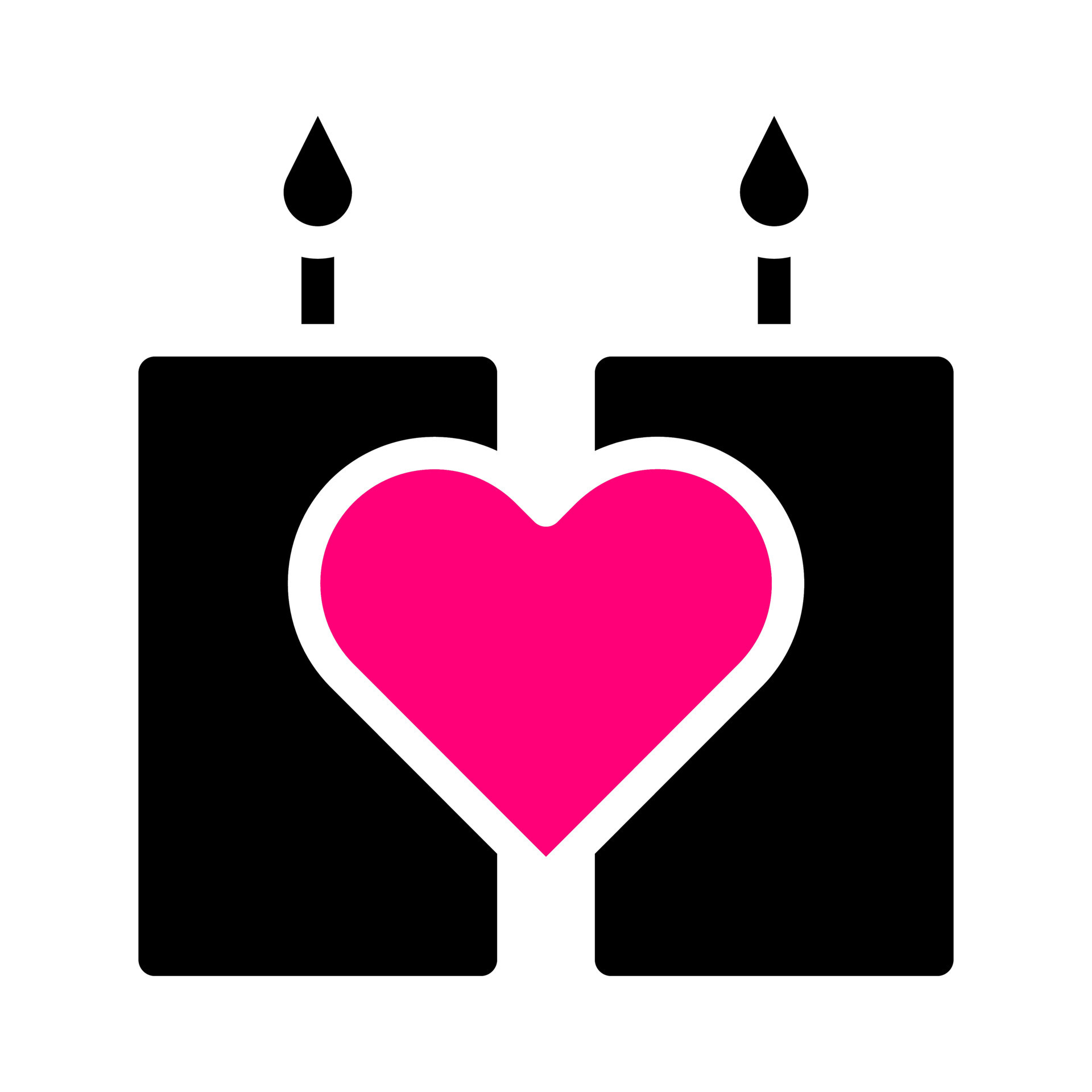 candle icon solid black pink style valentine vector illustration