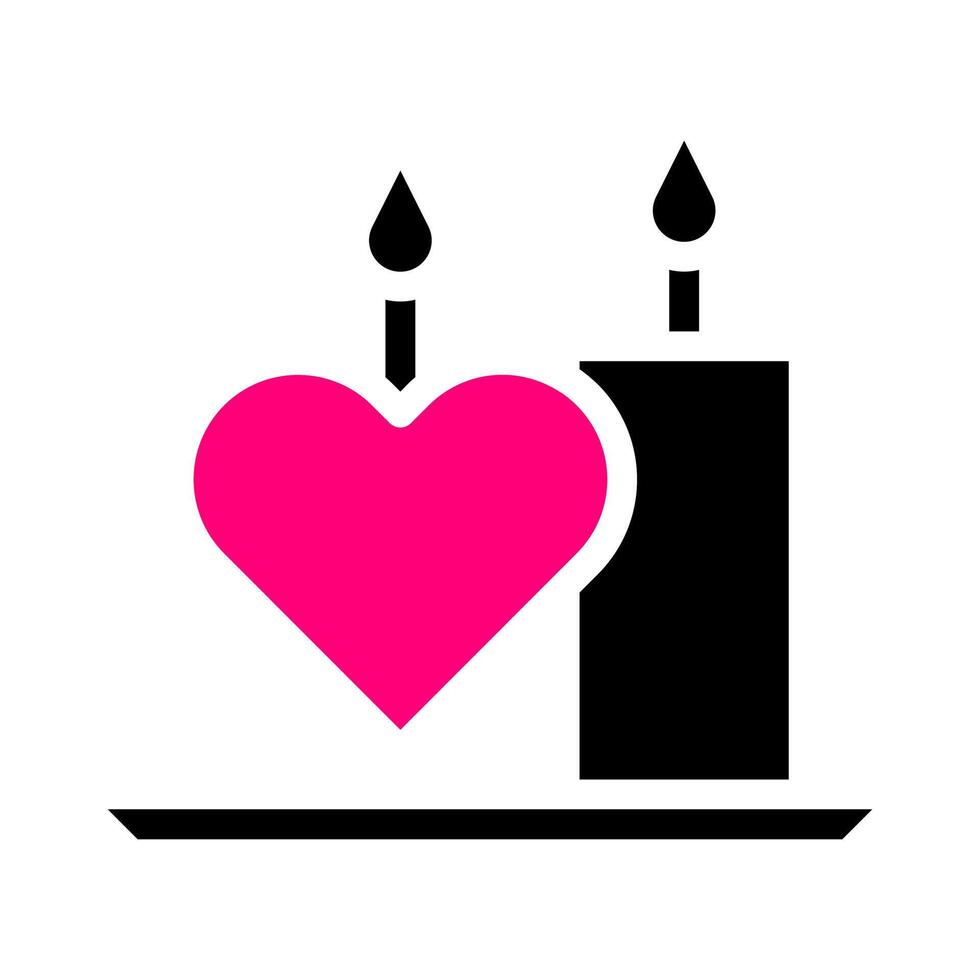 candle icon solid black pink style valentine vector illustration
