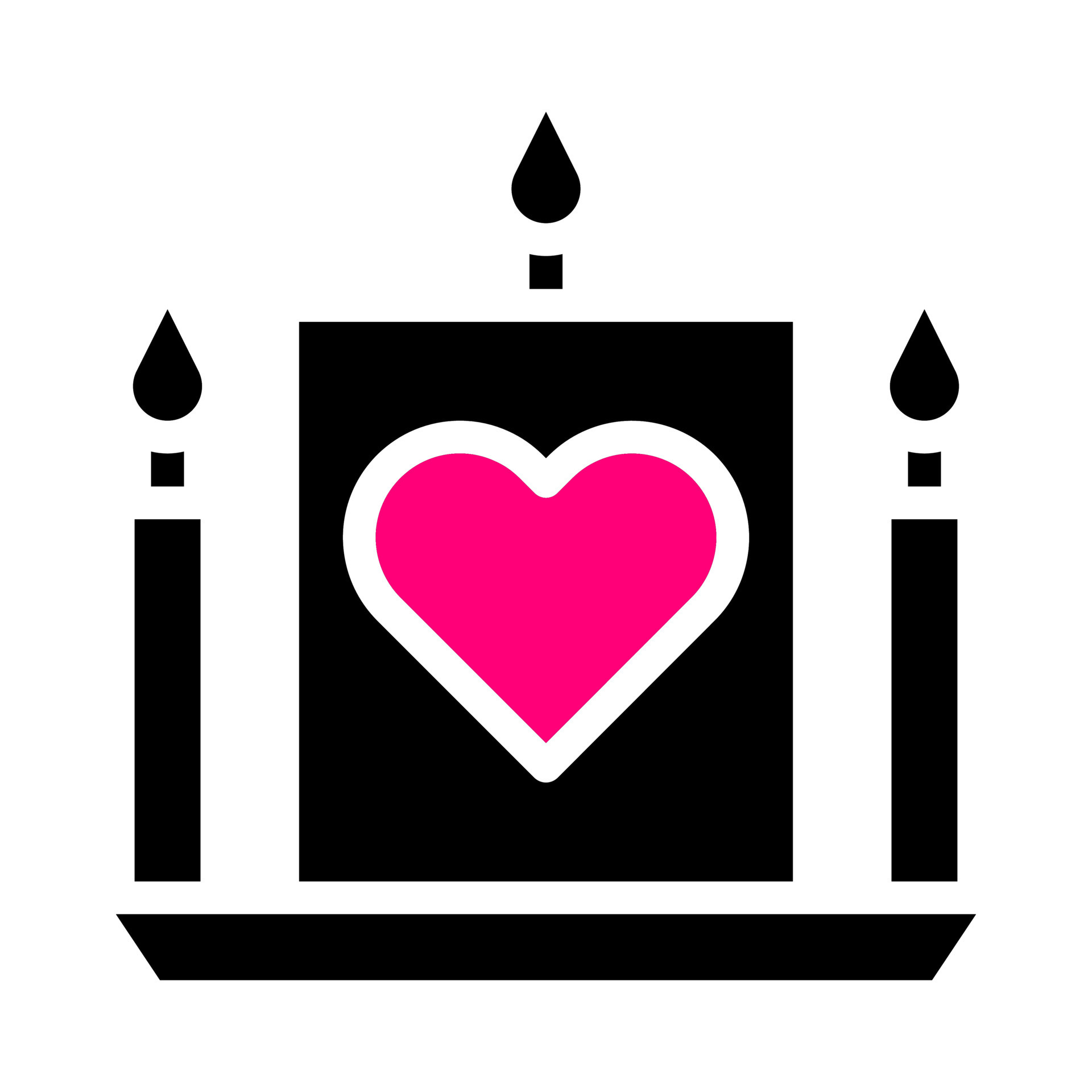 candle icon solid black pink style valentine vector illustration