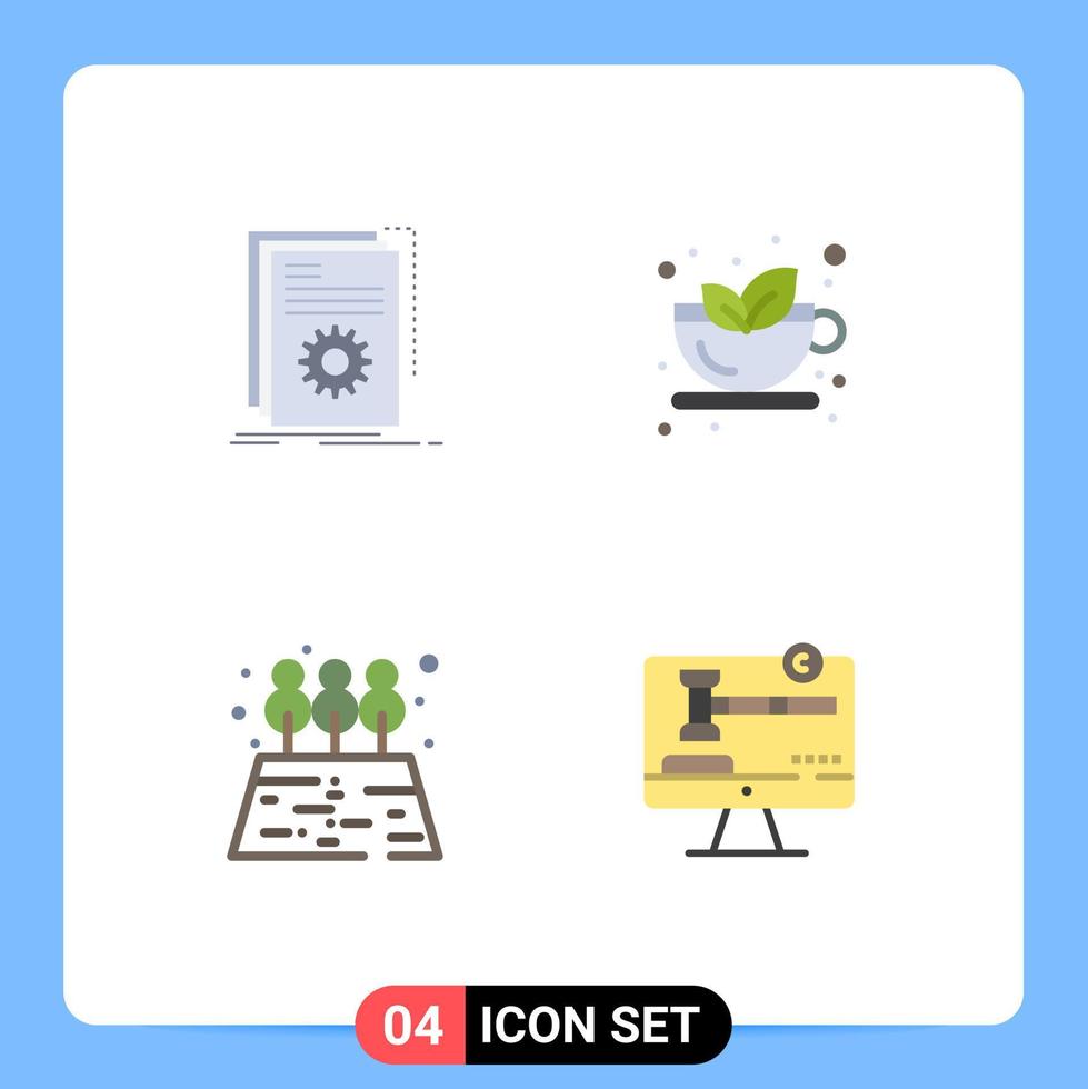 4 User Interface Flat Icon Pack of modern Signs and Symbols of app agriculture program drink tree Editable Vector Design Elements