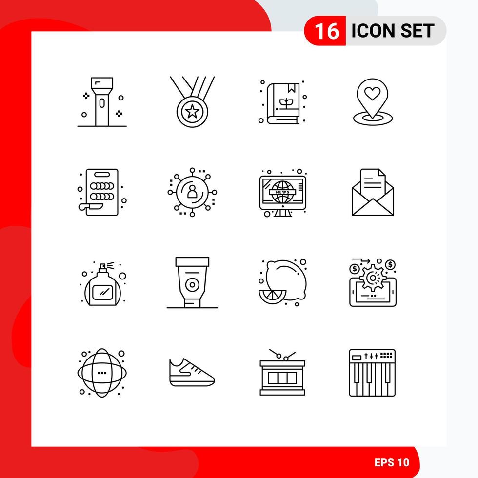 16 Thematic Vector Outlines and Editable Symbols of board pin ribbon location finder location Editable Vector Design Elements