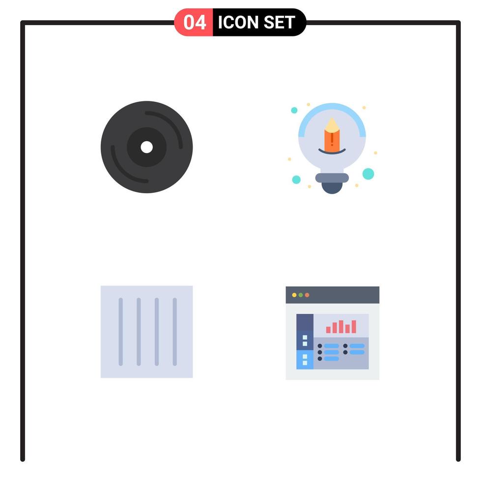 Group of 4 Modern Flat Icons Set for album dry creative care design Editable Vector Design Elements