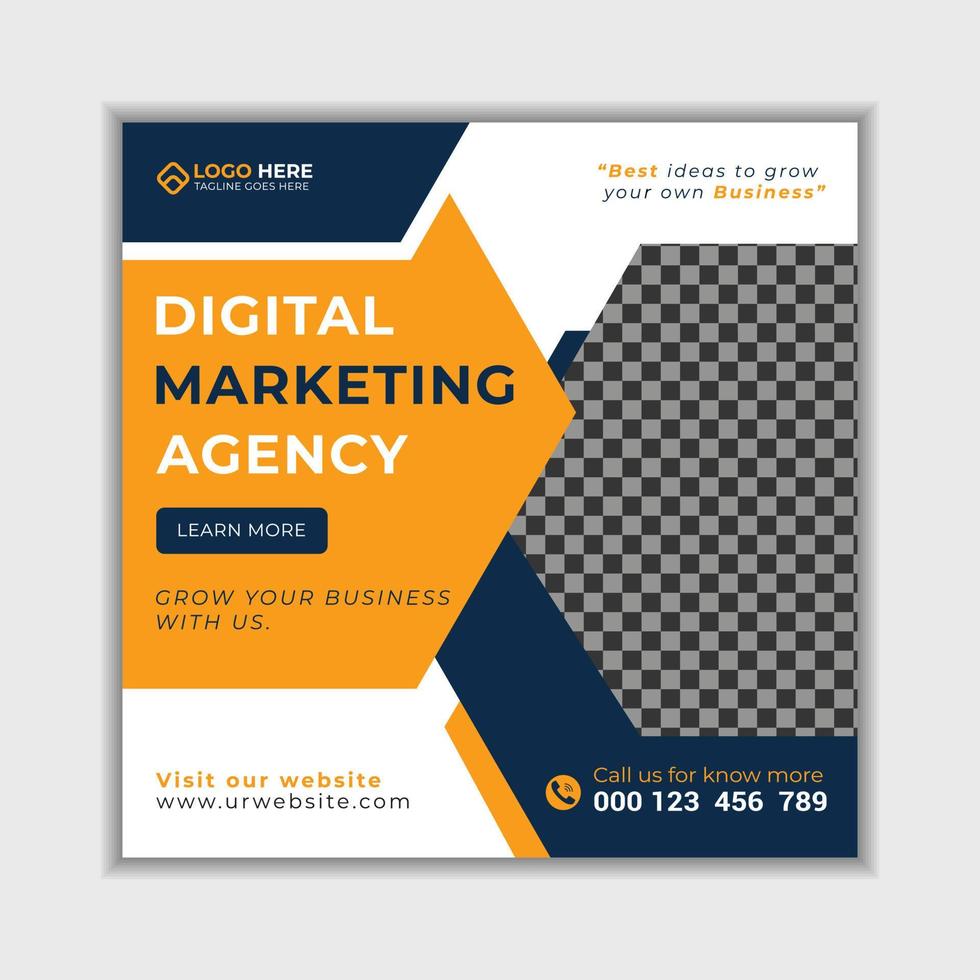 Digital marketing agency social media promotional advertising post square web banner design template vector