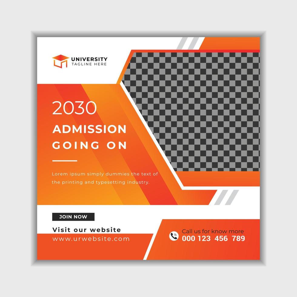 Admission going on educational social media web square banner post design template vector