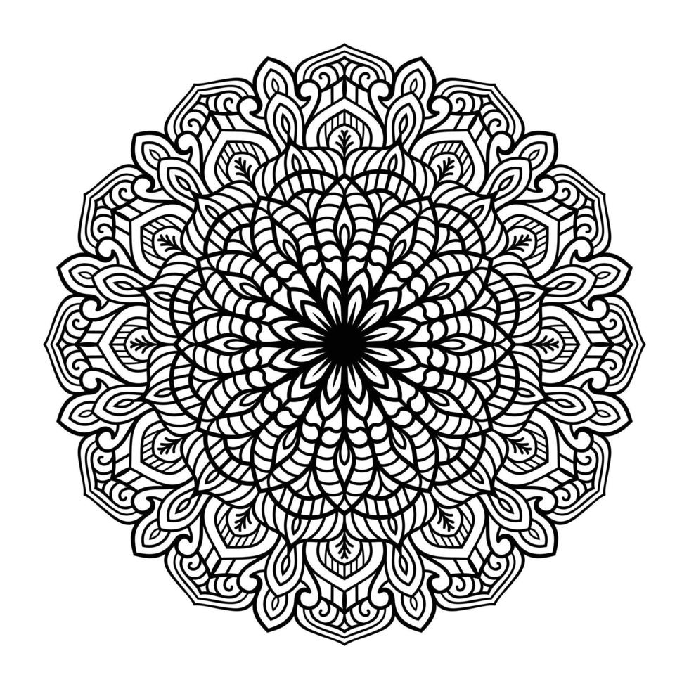 Mandala floral line art outlined doodle for coloring pages interior, mandala floral coloring page vector