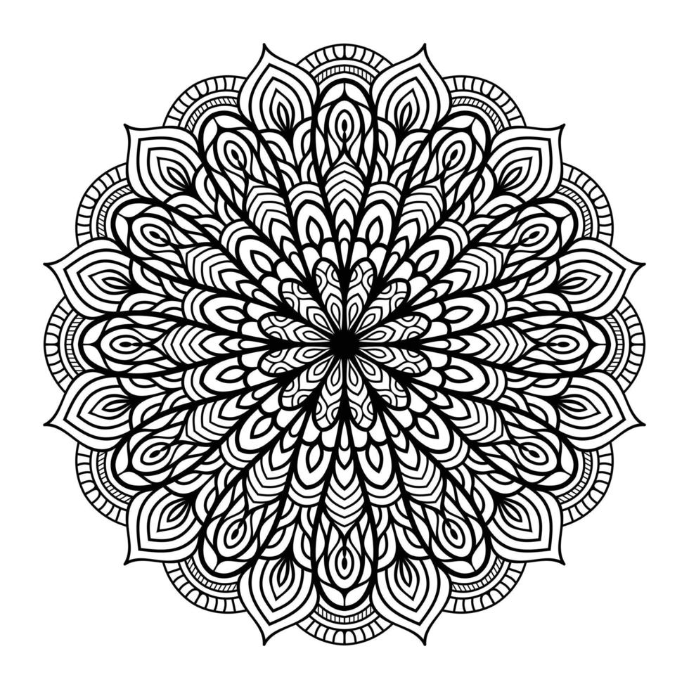 Mandala floral line art outlined doodle for coloring pages interior, mandala floral coloring page vector