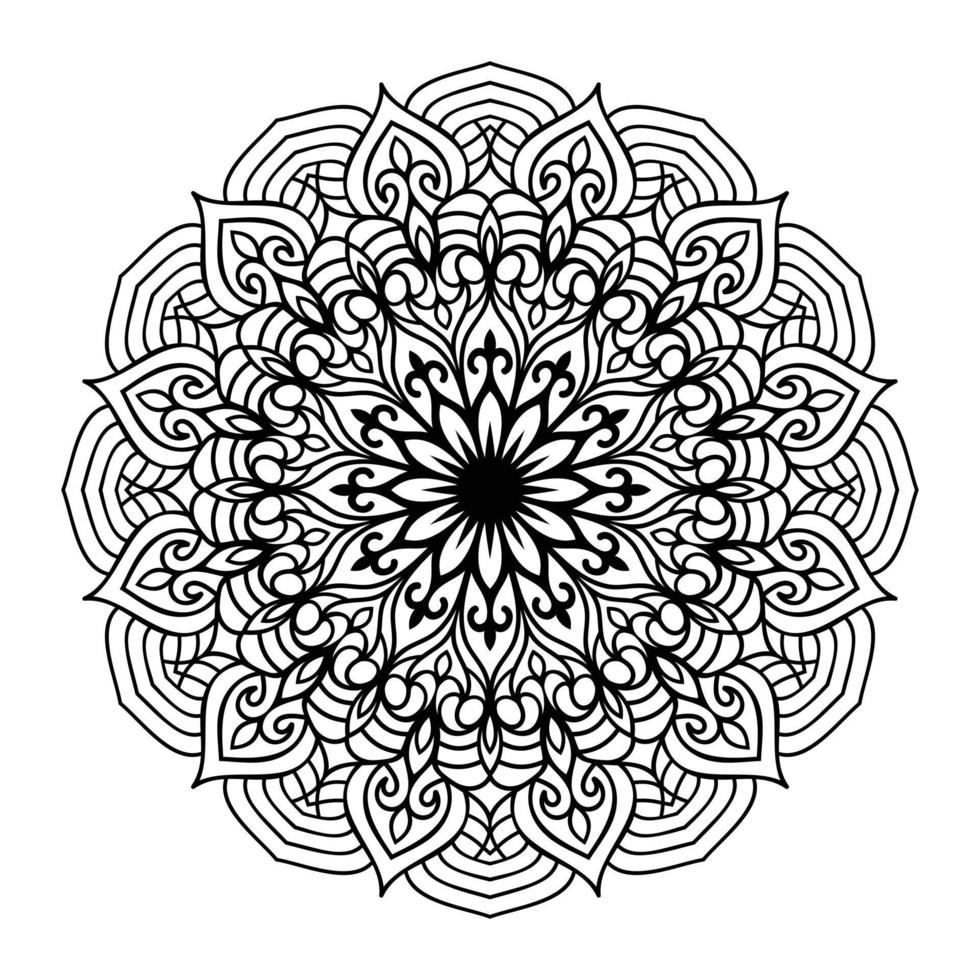 mandala floral line art delineado garabato para colorear páginas interiores, mandala floral para colorear página vector