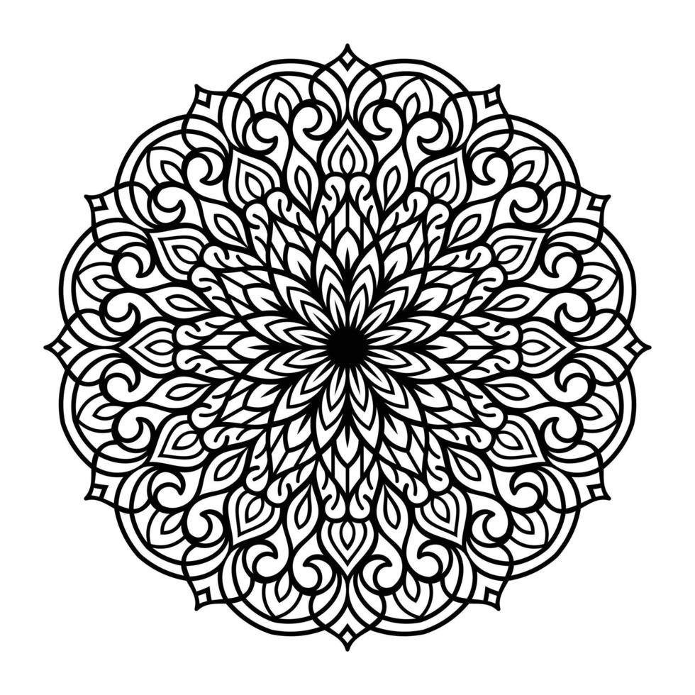 Mandala floral line art outlined doodle for coloring pages interior, mandala floral coloring page vector