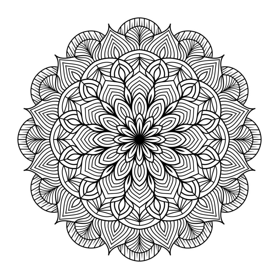 Mandala floral line art outlined doodle for coloring pages interior, mandala floral coloring page vector