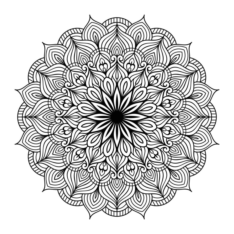 mandala floral line art delineado garabato para colorear páginas interiores, mandala floral para colorear página vector