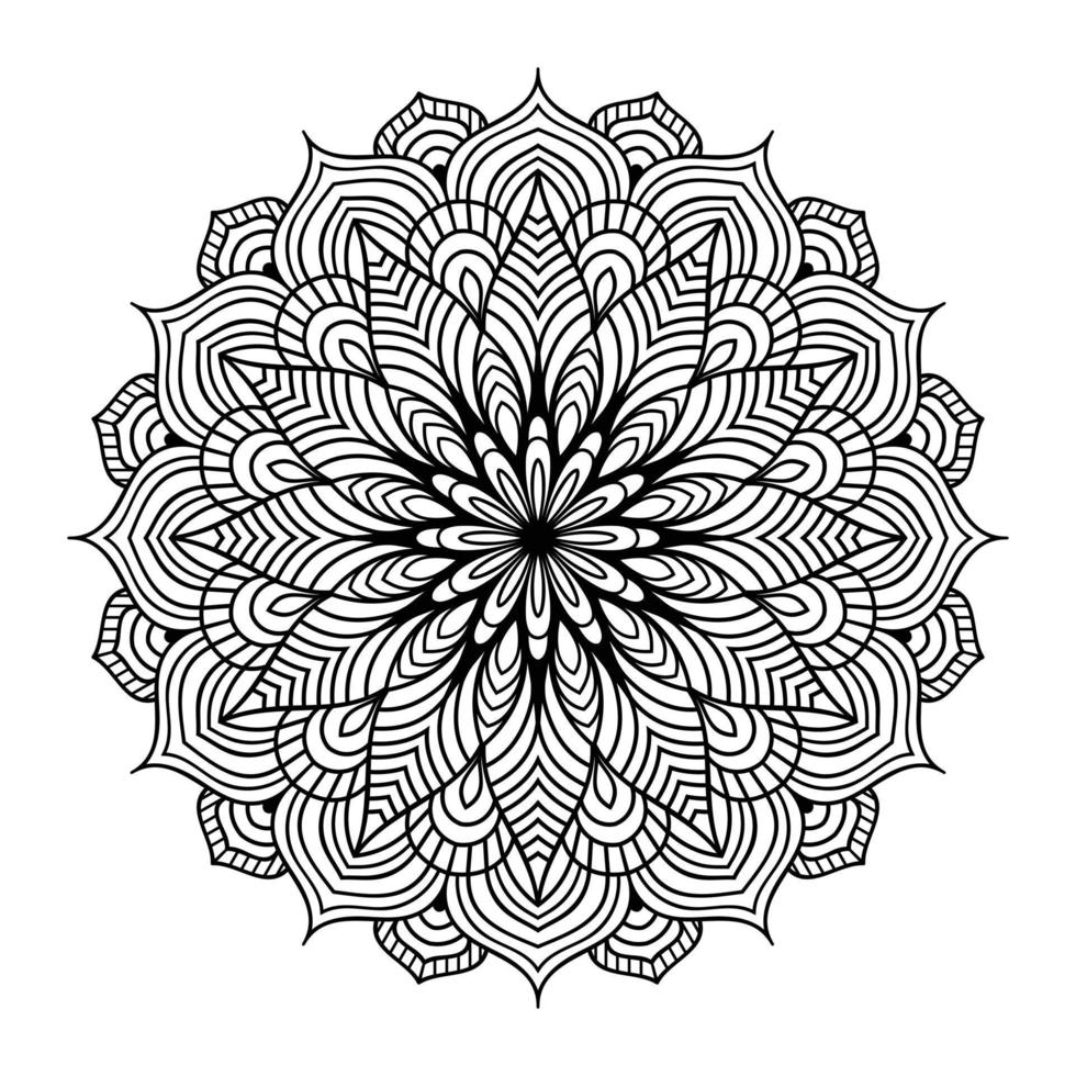 Mandala floral line art outlined doodle for coloring pages interior, mandala floral coloring page vector