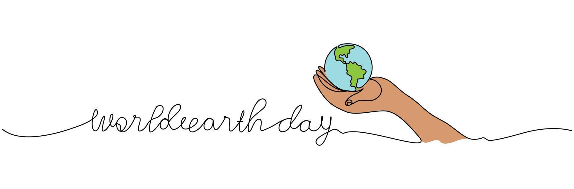 World environment day line art save earth banner vector