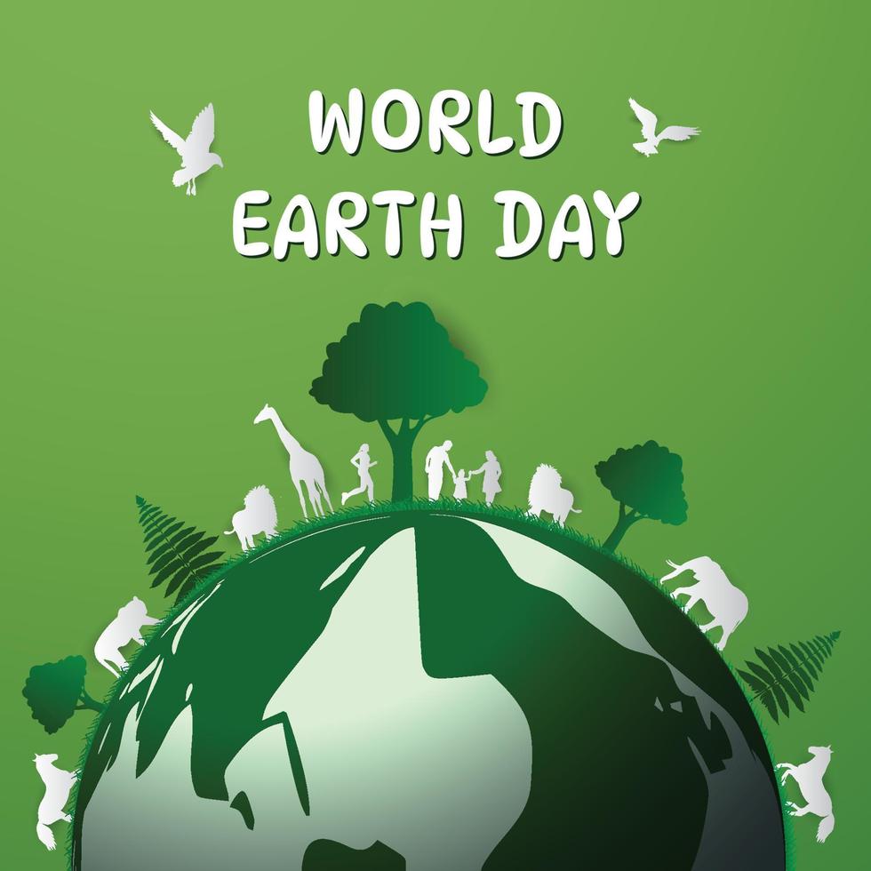 Paper cut art of natural and earth day concept Ecology and environment background template. Vector illustration