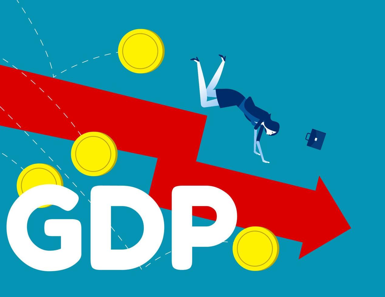 Government budget. Concept business down GDP vector illustration, Gross domestic product, Flat cartoon character style design