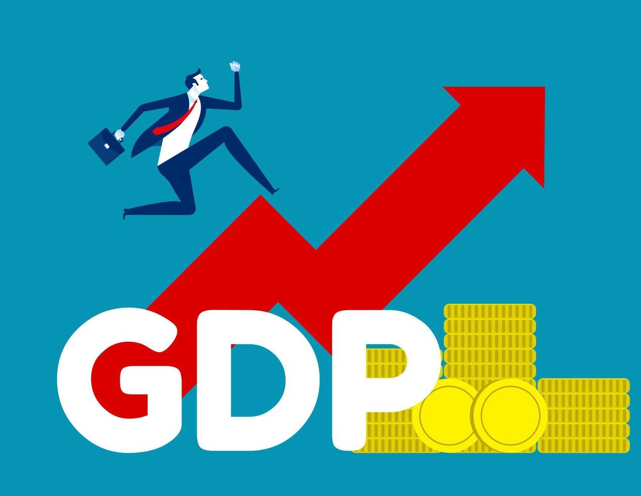 presupuesto del gobierno concepto de crecimiento empresarial gdp vector ilustración, producto interno bruto, diseño de estilo de personaje de caricatura plana