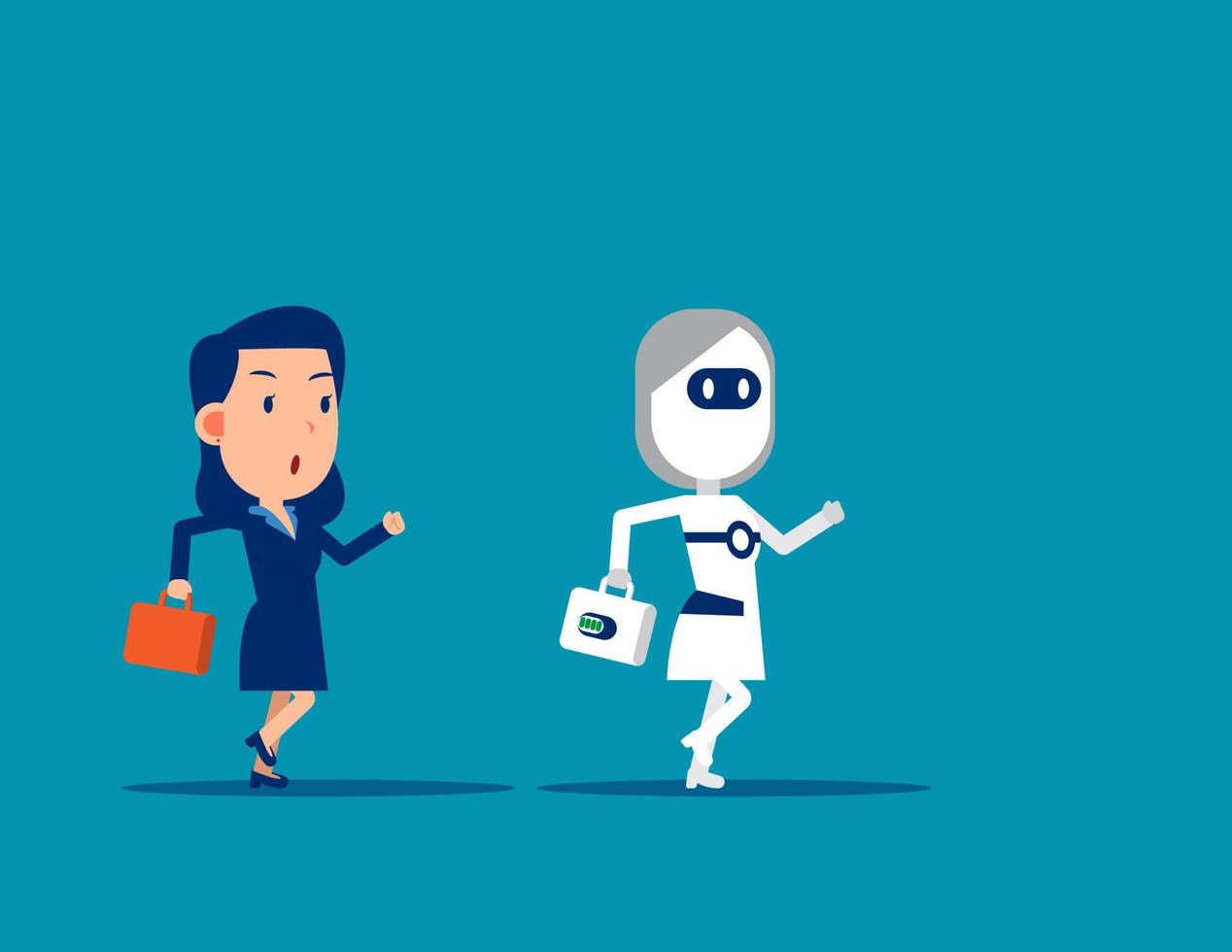 Human vs Robot. Business competing with artificial intelligence vector