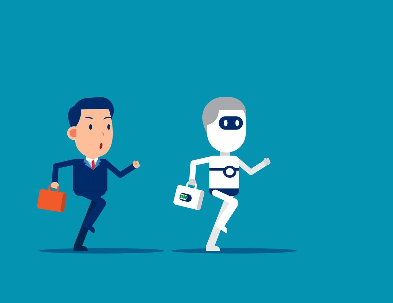 Human vs Robot. Business competing with artificial intelligence vector