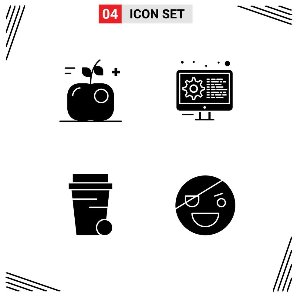 4 Creative Icons Modern Signs and Symbols of apple soup science gear halloween Editable Vector Design Elements