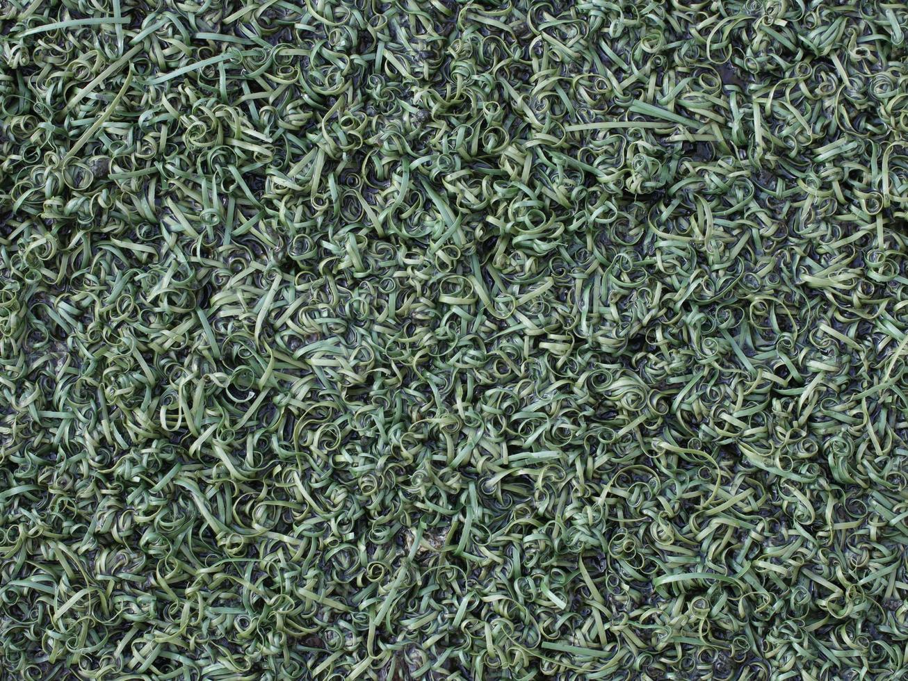 background with wet green synthetic grass texture photo