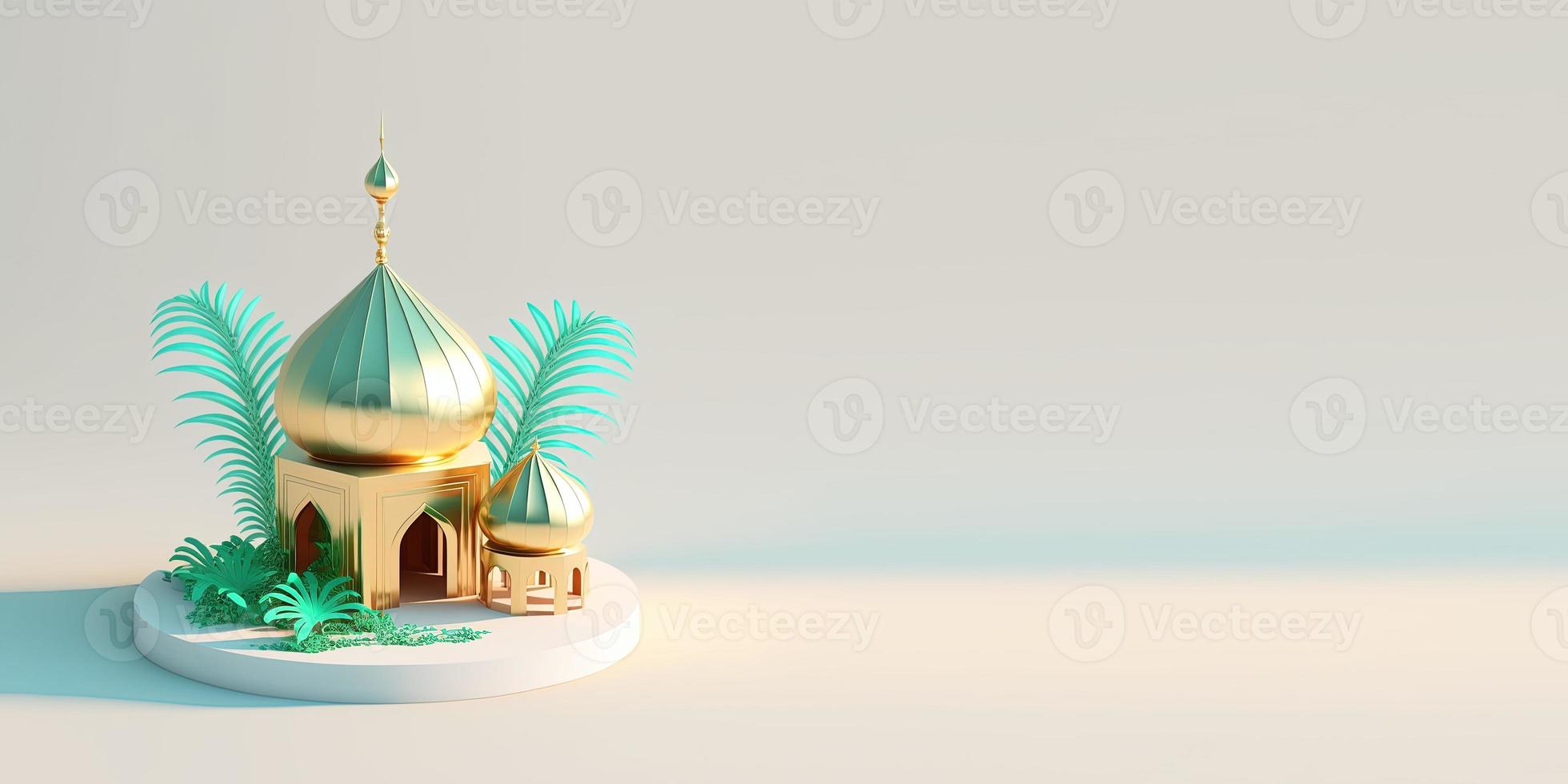 3D Mosque Illustration for Islamic Event photo